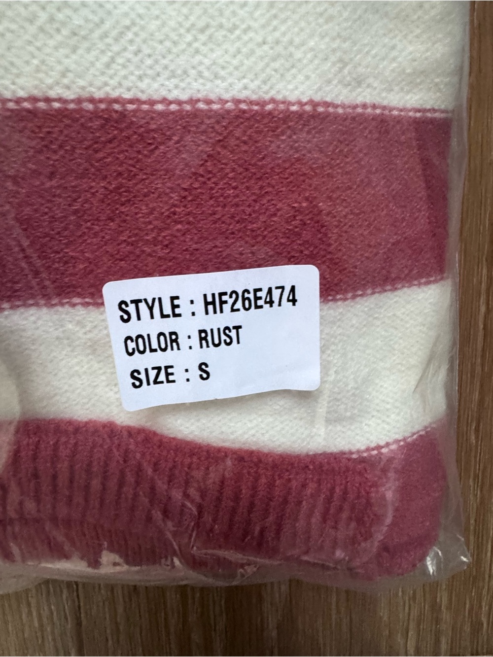 HYFVE Rust and White Striped Crewneck Sweater
